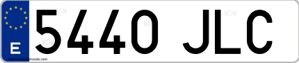 Ejemplo de matrícula de coche ordinaria 5440 JLC