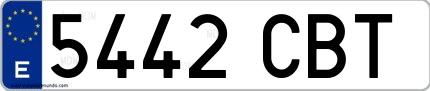 Ejemplo de matrícula española 5442 CBT