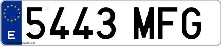 Ejemplo de matrícula española 5443 MFG