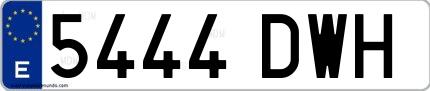Ejemplo de matrícula española 5444 DWH