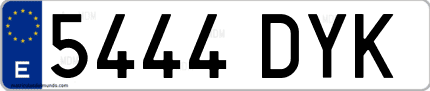 Ejemplo de matrícula de coche ordinaria 5444 DYK