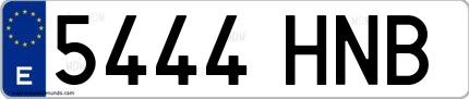 Ejemplo de matrícula española 5444 HNB