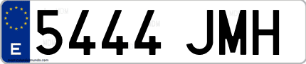 Ejemplo de matrícula de coche ordinaria 5444 JMH