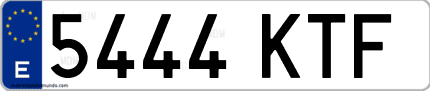 Ejemplo de matrícula de coche ordinaria 5444 KTF