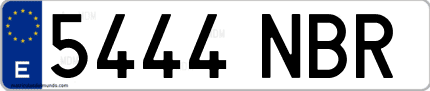 Ejemplo de matrícula de coche ordinaria 5444 NBR