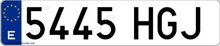 Ejemplo de matrícula española 5445 HGJ