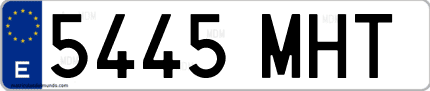 Ejemplo de matrícula de coche ordinaria 5445 MHT