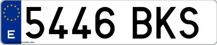 Ejemplo de matrícula española 5446 BKS