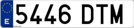 Ejemplo de matrícula española 5446 DTM