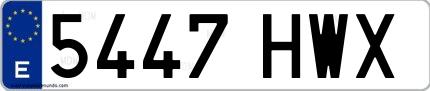 Ejemplo de matrícula española 5447 HWX