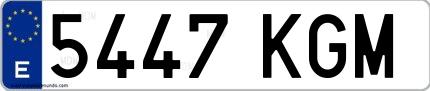 Ejemplo de matrícula española 5447 KGM