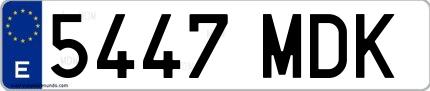 Ejemplo de matrícula española 5447 MDK