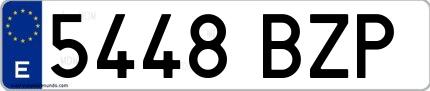 Ejemplo de matrícula española 5448 BZP