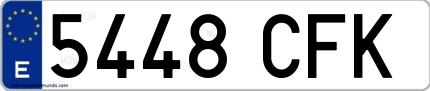 Ejemplo de matrícula española 5448 CFK