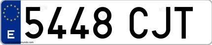 Ejemplo de matrícula española 5448 CJT
