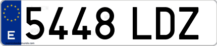 Ejemplo de matrícula de coche ordinaria 5448 LDZ