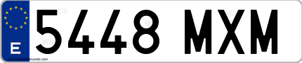 Ejemplo de matrícula de coche ordinaria 5448 MXM