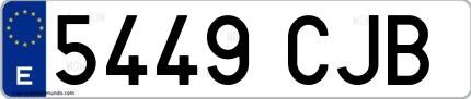 Ejemplo de matrícula española 5449 CJB