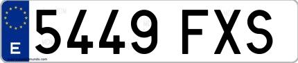 Ejemplo de matrícula española 5449 FXS