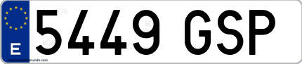 Ejemplo de matrícula de coche ordinaria 5449 GSP