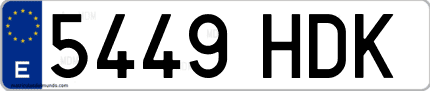 Ejemplo de matrícula de coche ordinaria 5449 HDK