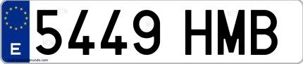 Ejemplo de matrícula española 5449 HMB
