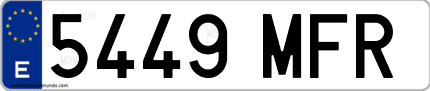 Ejemplo de matrícula de coche ordinaria 5449 MFR