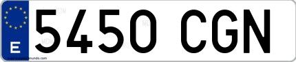 Ejemplo de matrícula española 5450 CGN