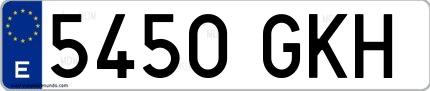 Ejemplo de matrícula española 5450 GKH