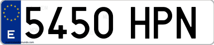 Ejemplo de matrícula de coche ordinaria 5450 HPN