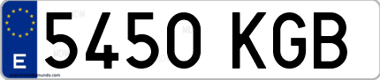Ejemplo de matrícula de coche ordinaria 5450 KGB