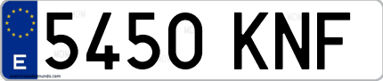 Ejemplo de matrícula de coche ordinaria 5450 KNF