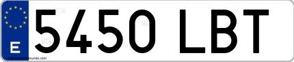 Ejemplo de matrícula española 5450 LBT