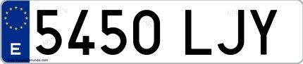 Ejemplo de matrícula española 5450 LJY