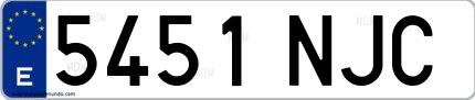 Ejemplo de matrícula española 5451 NJC