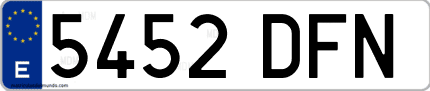 Ejemplo de matrícula de coche ordinaria 5452 DFN