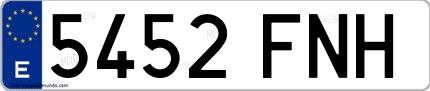 Ejemplo de matrícula española 5452 FNH