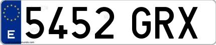 Ejemplo de matrícula española 5452 GRX
