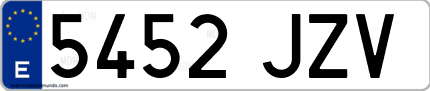 Ejemplo de matrícula de coche ordinaria 5452 JZV