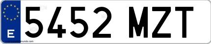 Ejemplo de matrícula española 5452 MZT