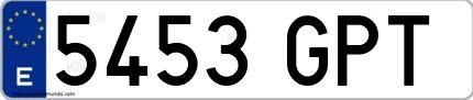 Ejemplo de matrícula española 5453 GPT