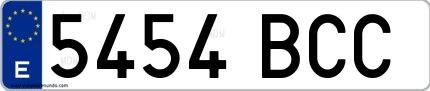 Ejemplo de matrícula española 5454 BCC