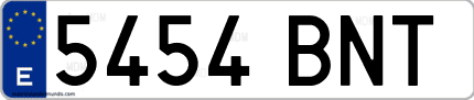 Ejemplo de matrícula de coche ordinaria 5454 BNT