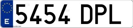 Ejemplo de matrícula española 5454 DPL