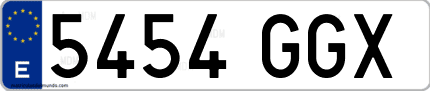 Ejemplo de matrícula de coche ordinaria 5454 GGX