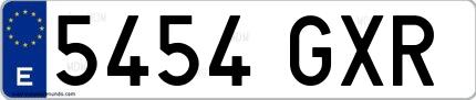 Ejemplo de matrícula española 5454 GXR