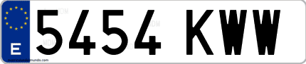 Ejemplo de matrícula de coche ordinaria 5454 KWW