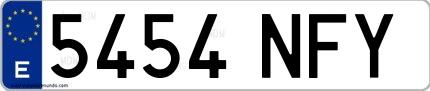 Ejemplo de matrícula española 5454 NFY