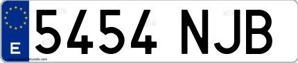 Ejemplo de matrícula española 5454 NJB