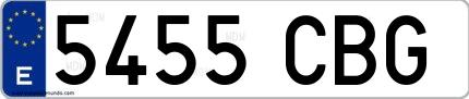 Ejemplo de matrícula española 5455 CBG